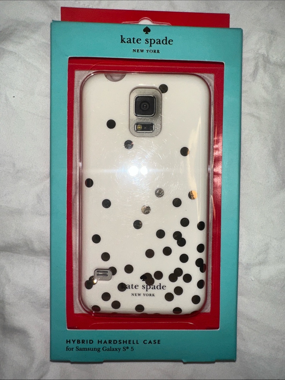 kate spade White Phone Case with Gold Polka Dots